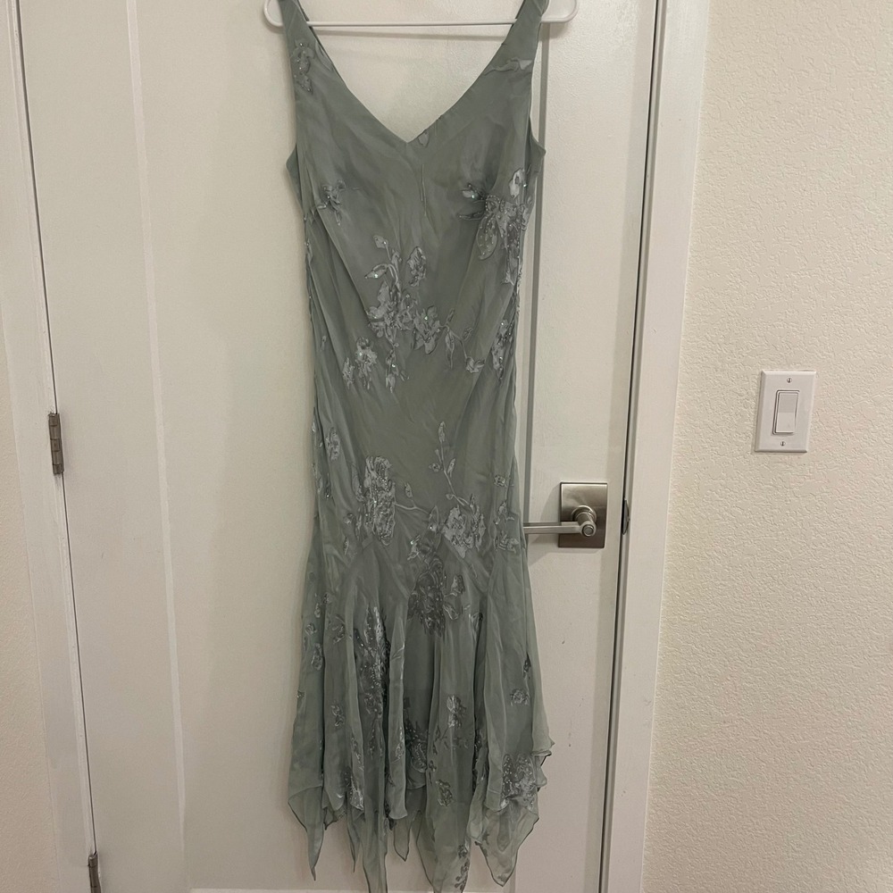 Vintage Silk Y2K Green Whimseygoth Formal Dress Wedding Prom Evening